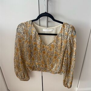 [Astr] Yellow and Blue Floral Blouse